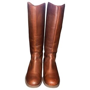 UGGs Seldon Leather Tall Boots Back Zip Size 6 Dark Chestnut Brown 1006038